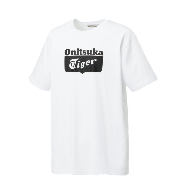 White Women's Onitsuka Tiger Logo T Shirts Online India | Y0F-0478