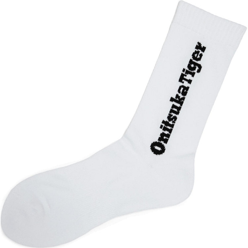 White Women's Onitsuka Tiger Ot Logo Socks Online India | D0N-1267