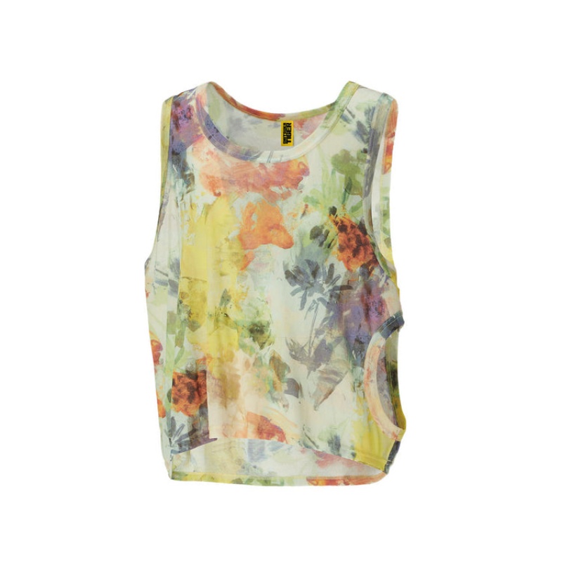 White Women's Onitsuka Tiger Printed 2 Way Tank Top Online India | A7I-0903