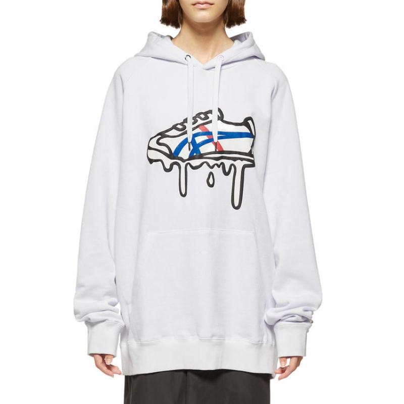 White Women's Onitsuka Tiger Sweat Hoodie Online India | K8J-4104