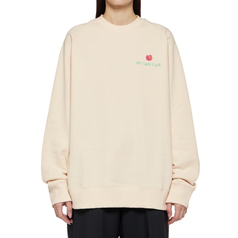 White Women's Onitsuka Tiger Sweatshirts Online India | R2P-9427