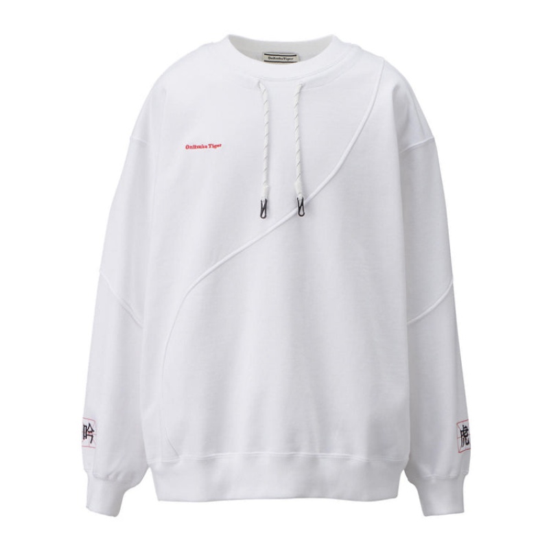 White Women\'s Onitsuka Tiger Sweatshirts Online India | P8J-9419