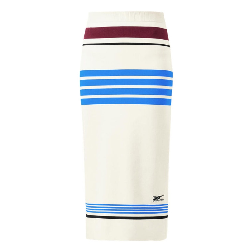 White Women's Onitsuka Tiger WS Knit Skirts Online India | D4O-9799