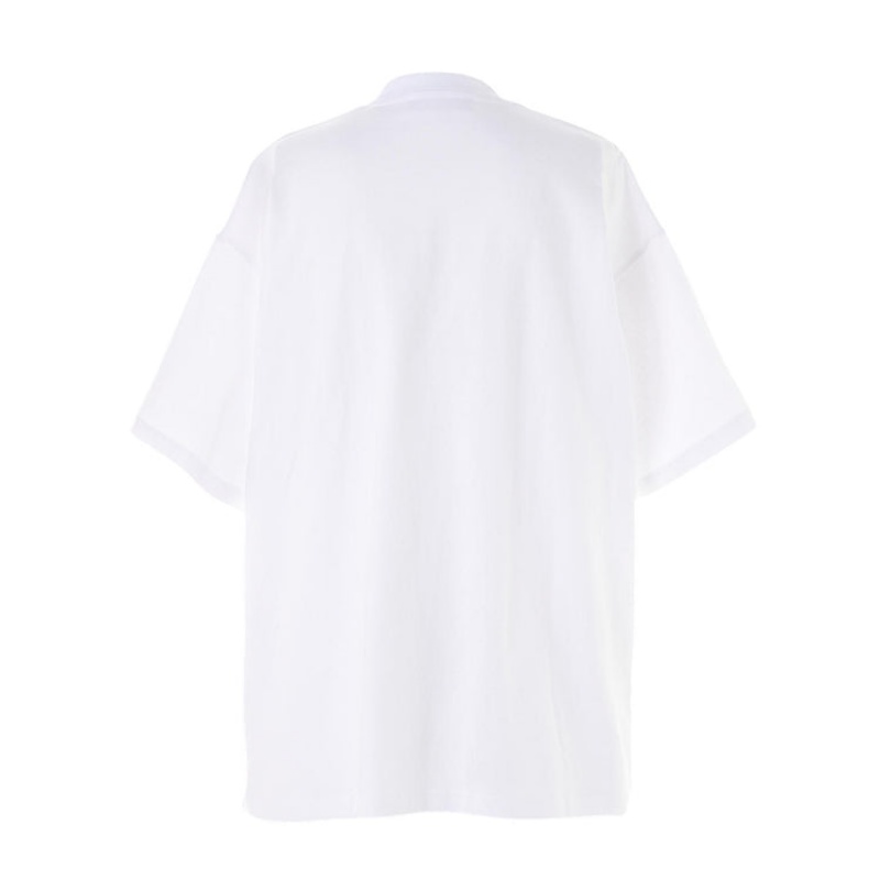 White / Black Men's Onitsuka Tiger Oversize Logo T Shirts Online India | K9J-5817