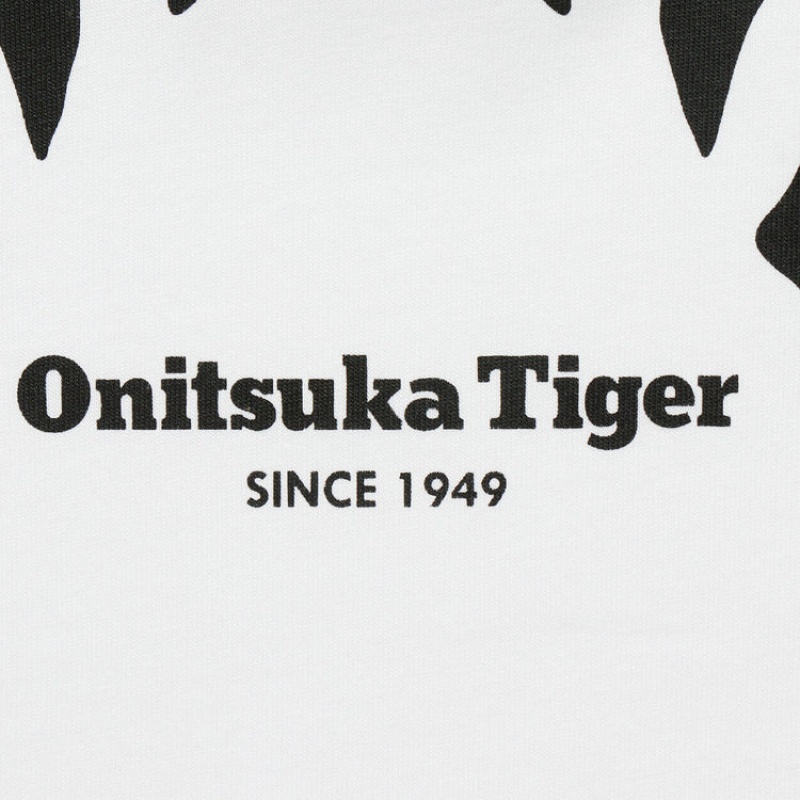 White / Black Women's Onitsuka Tiger Graphic T Shirts Online India | S1B-4973