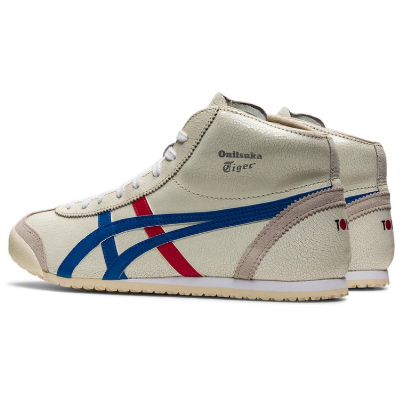 White / Blue Women's Onitsuka Tiger Mexico Mid Runner Sneakers Online India | Y4F-7097