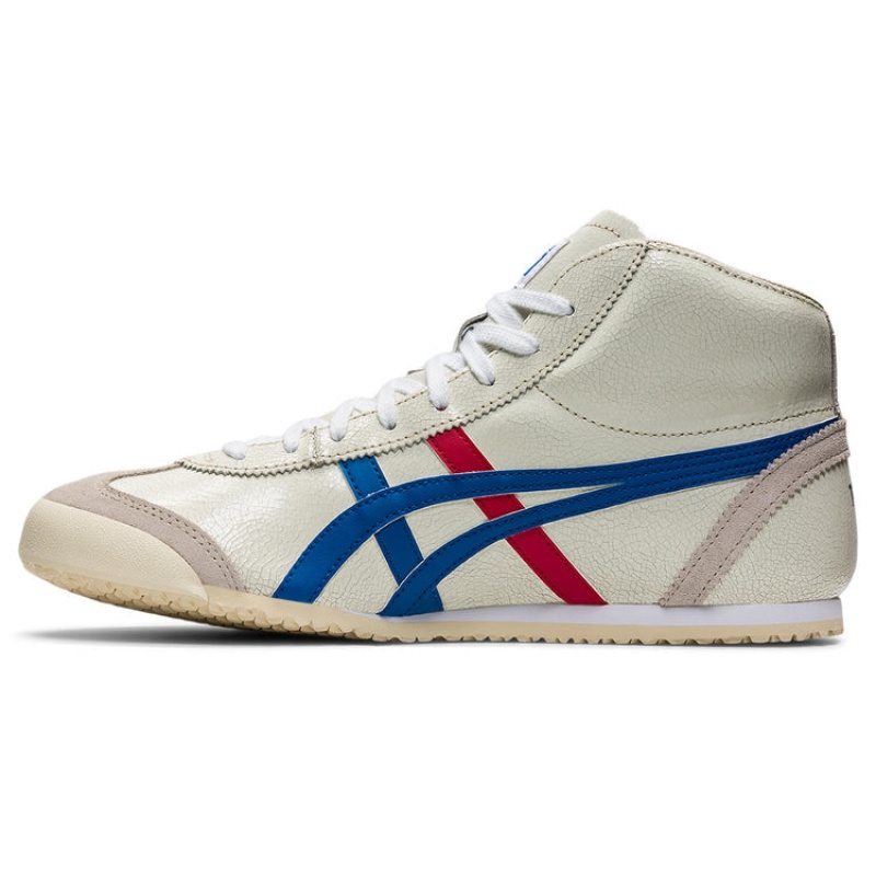 White / Blue Women's Onitsuka Tiger Mexico Mid Runner Sneakers Online India | Y4F-7097