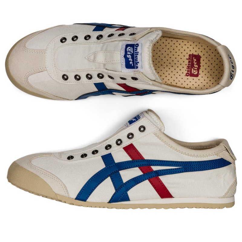 White / Blue Women's Onitsuka Tiger Mexico 66 Slip-on Online India | N6C-6065