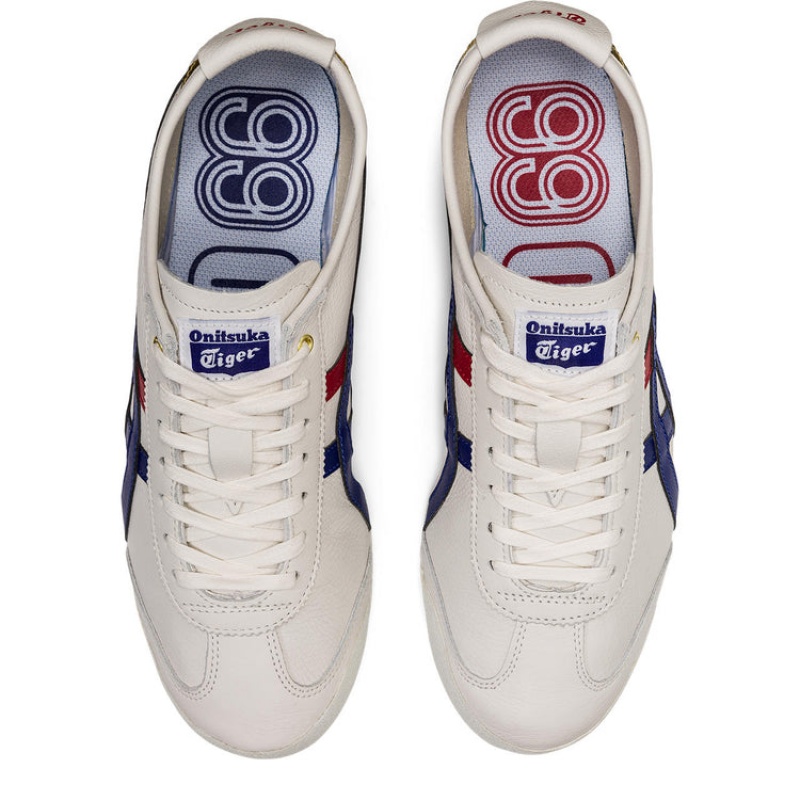 White / Dark Blue Kids' Onitsuka Tiger Mexico 66 Online India | H3H-1070