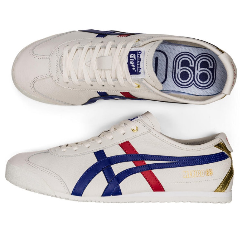 White / Dark Blue Kids' Onitsuka Tiger Mexico 66 Online India | H3H-1070