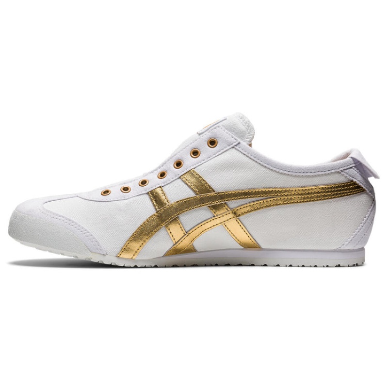 White / Gold Women's Onitsuka Tiger Mexico 66 Slip-on Online India | J9B-3066