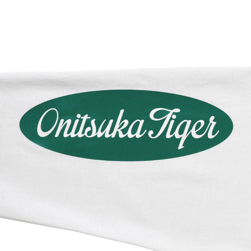 White / Green Men's Onitsuka Tiger LS T Shirts Online India | W2M-0386