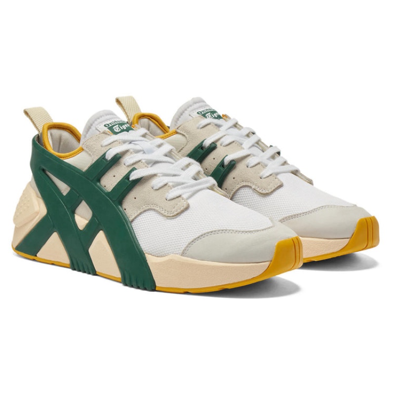 White / Green Women's Onitsuka Tiger Big Logo Trainer 2.0 Sneakers Online India | A2V-4394