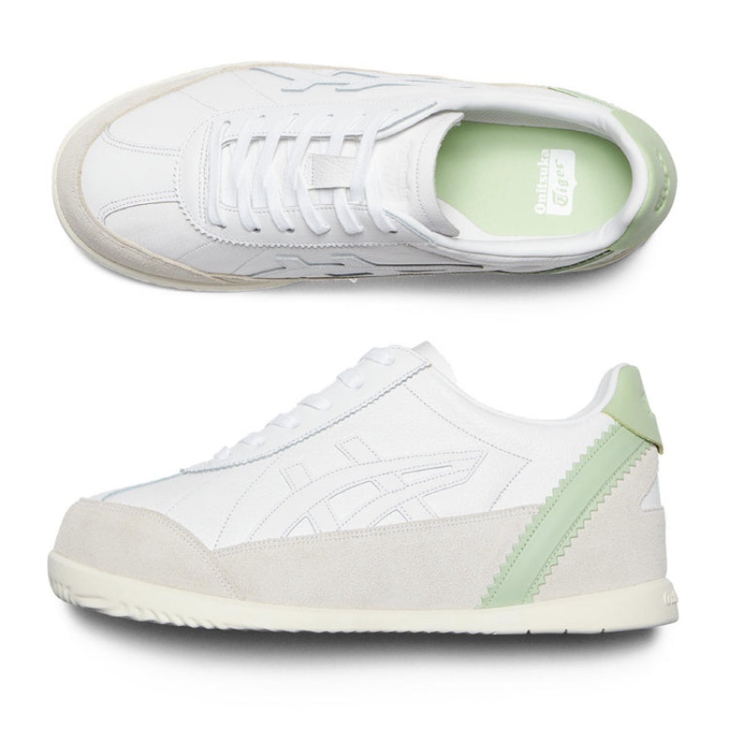 White / Green Women's Onitsuka Tiger Mollety Sneakers Online India | I1D-8576