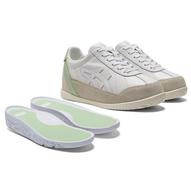 White / Green Women's Onitsuka Tiger Mollety Sneakers Online India | I1D-8576