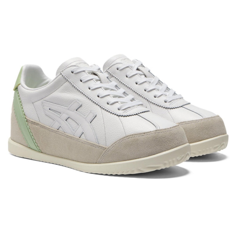 White / Green Women's Onitsuka Tiger Mollety Sneakers Online India | I1D-8576