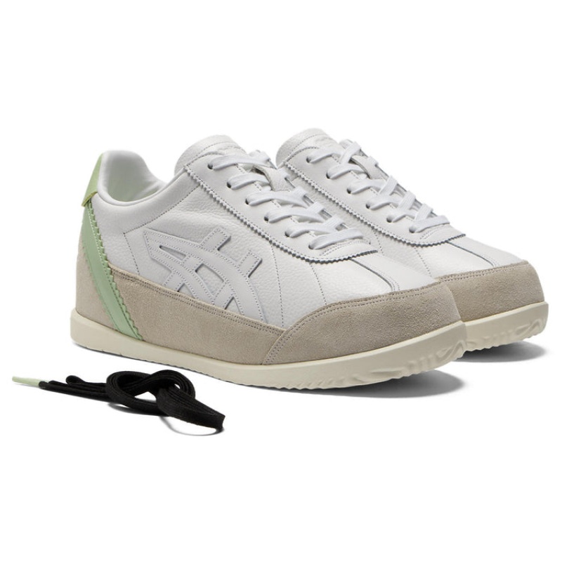 White / Green Women's Onitsuka Tiger Mollety Sneakers Online India | I1D-8576