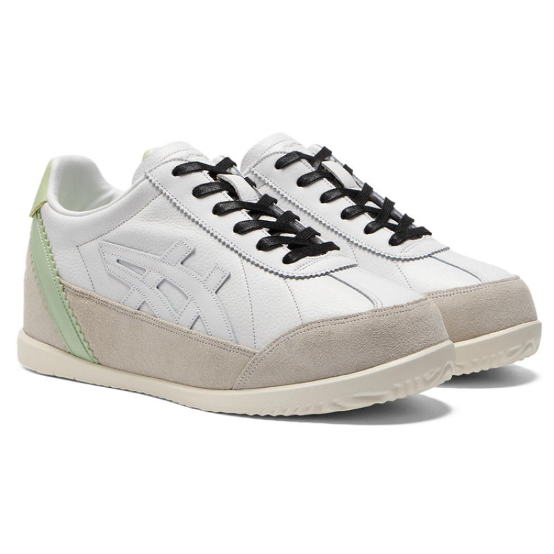 White / Green Women's Onitsuka Tiger Mollety Sneakers Online India | I1D-8576