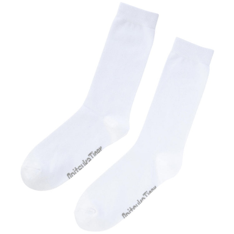 White / Grey Men\'s Onitsuka Tiger Middle Socks Online India | Q9Z-9903