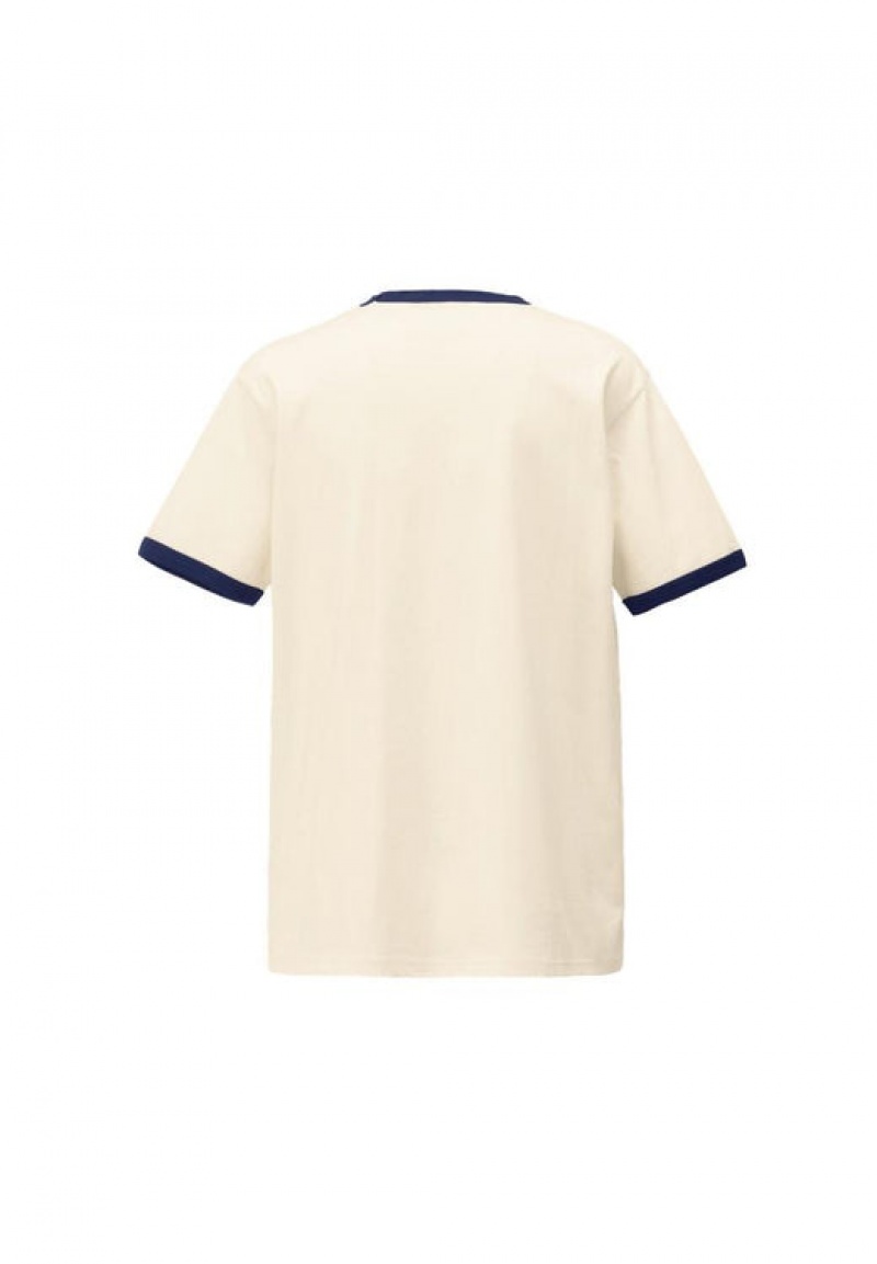 White / Navy Men's Onitsuka Tiger Graphic T Shirts Online India | Y0E-0454