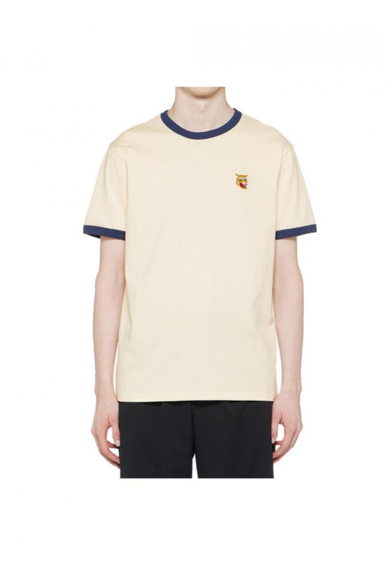 White / Navy Men's Onitsuka Tiger Graphic T Shirts Online India | Y0E-0454