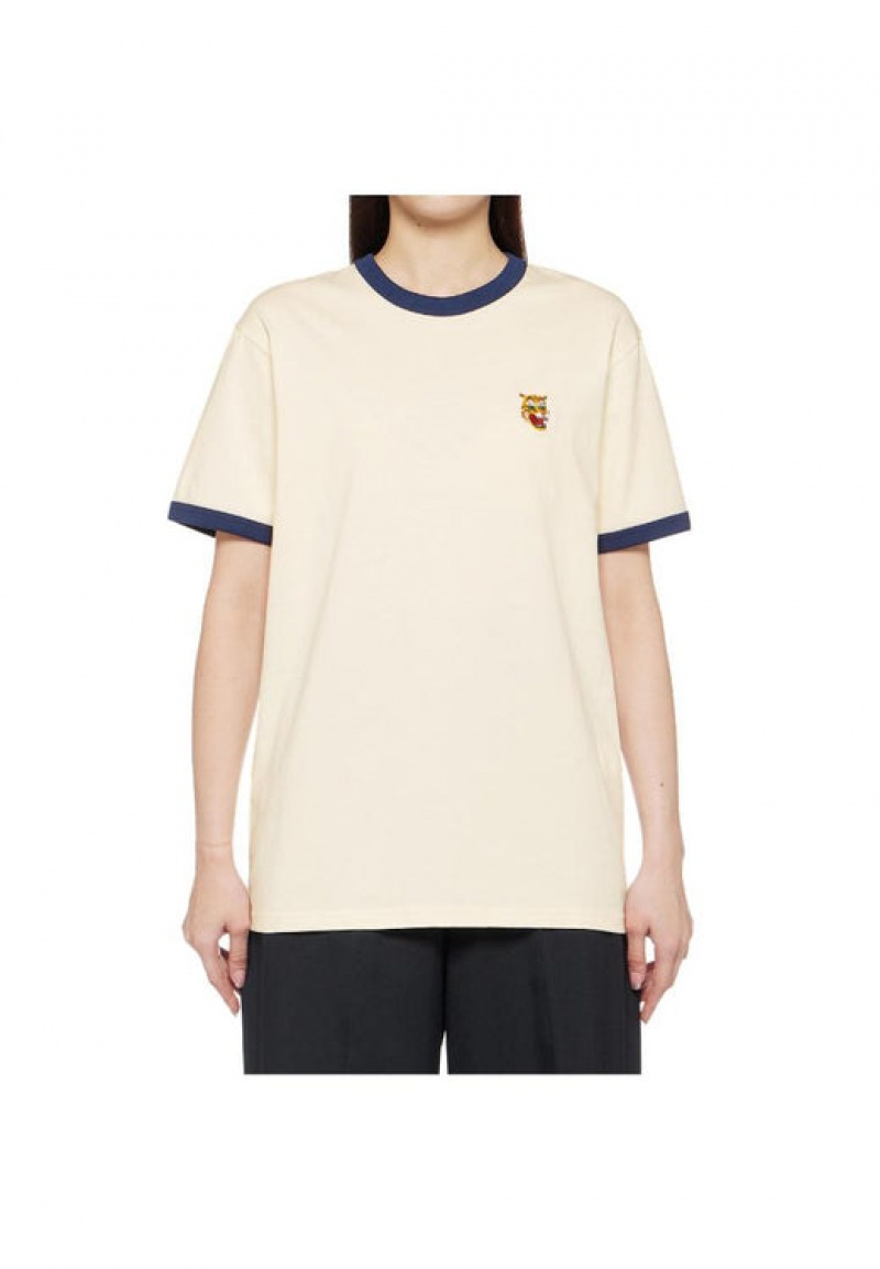 White / Navy Women's Onitsuka Tiger Graphic T Shirts Online India | N2W-4790