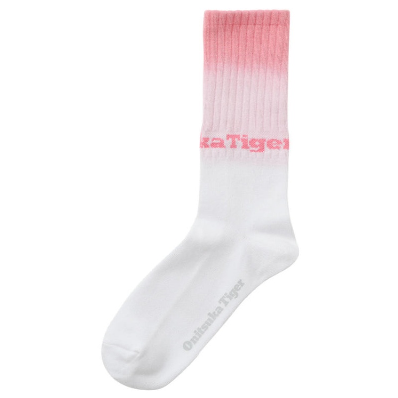 White / Pink Men's Onitsuka Tiger Middle Socks Online India | C6Q-2735