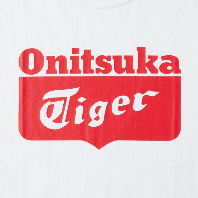 White / Red Kids' Onitsuka Tiger Logo T Shirts Online India | P5X-6469