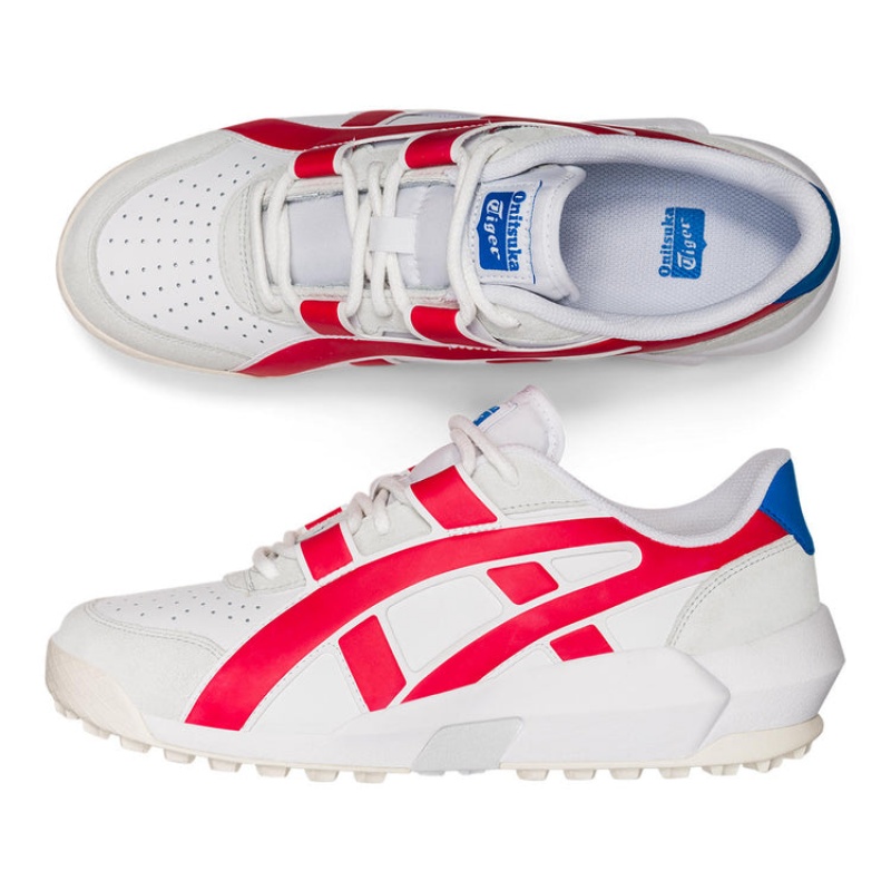 White / Red Women's Onitsuka Tiger Big Logo Trainer Sneakers Online India | O3H-9776