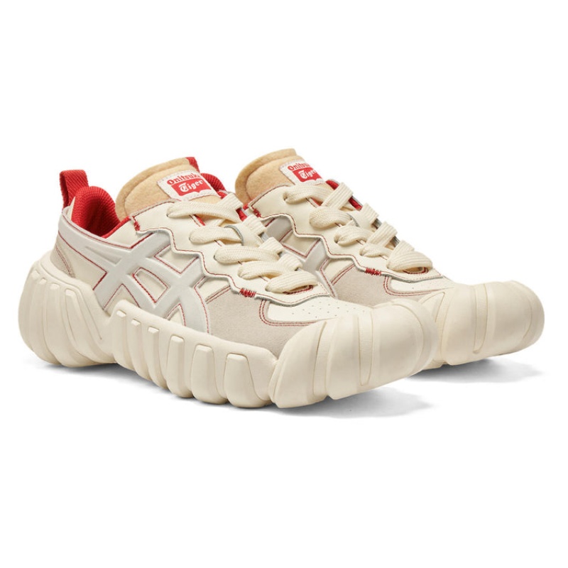 White / Red Women's Onitsuka Tiger Dentigre Ls Sneakers Online India | S5W-9746