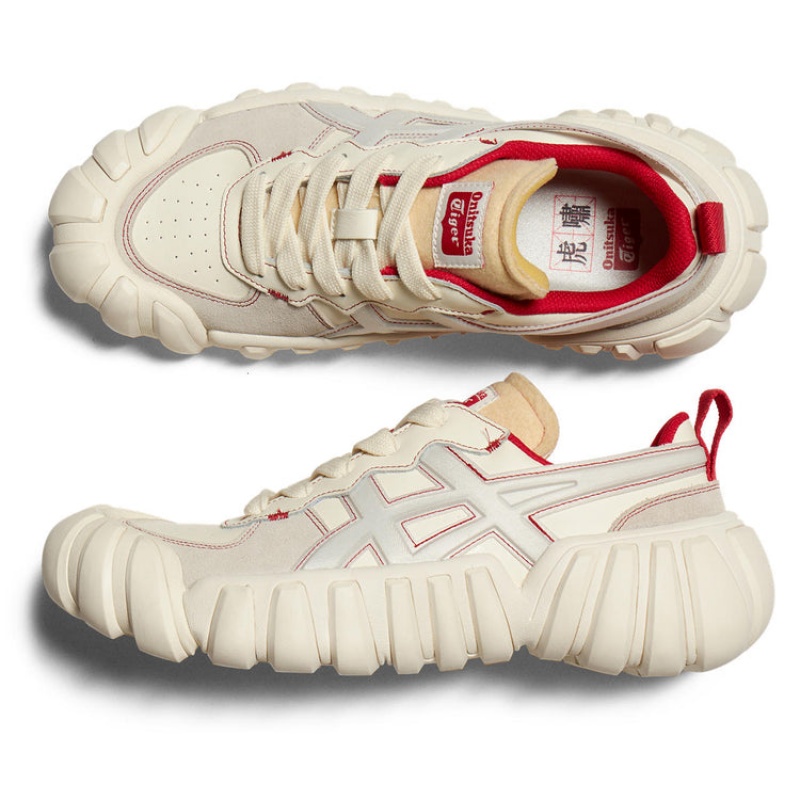 White / Red Women's Onitsuka Tiger Dentigre Ls Sneakers Online India | S5W-9746