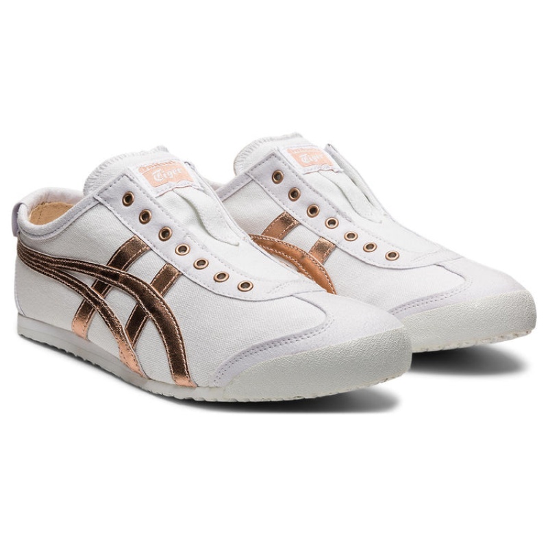 White / Rose Gold Women's Onitsuka Tiger Mexico 66 Slip-on Online India | X7C-2692