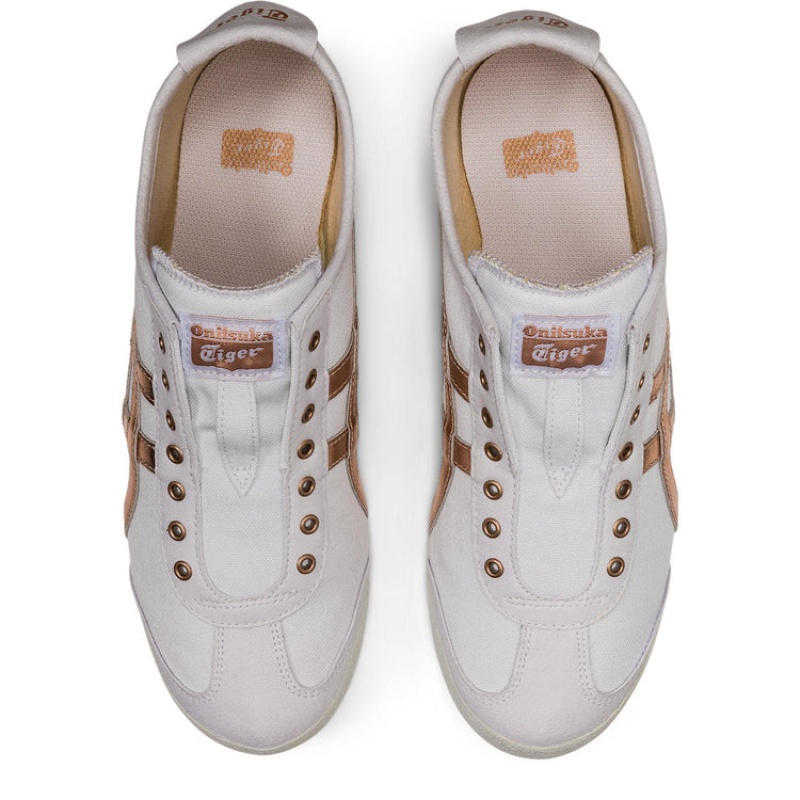 White / Rose Gold Women's Onitsuka Tiger Mexico 66 Slip-on Online India | X7C-2692