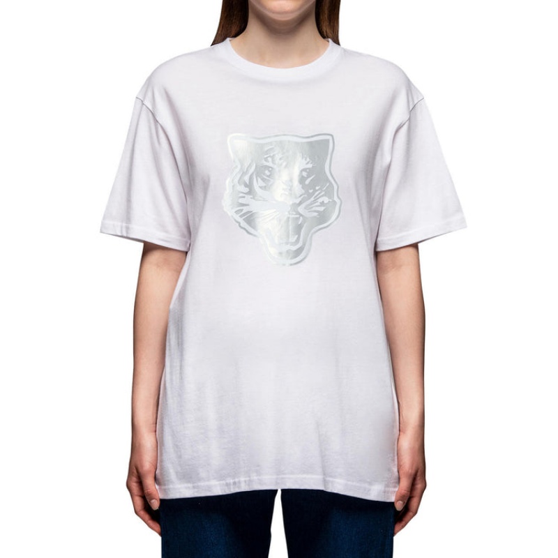 White / Silver Men's Onitsuka Tiger T Shirts Online India | O6V-9369