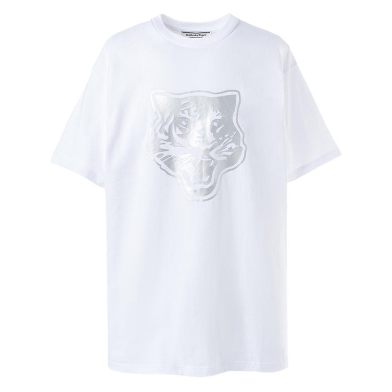 White / Silver Men\'s Onitsuka Tiger T Shirts Online India | O6V-9369