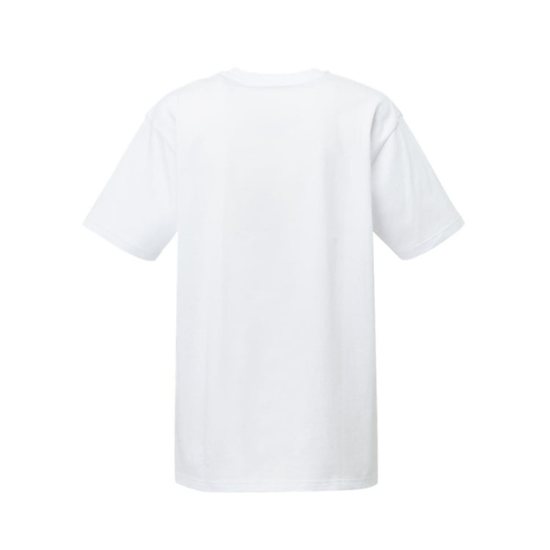 White / Silver Women's Onitsuka Tiger Logo T Shirts Online India | W9V-5866