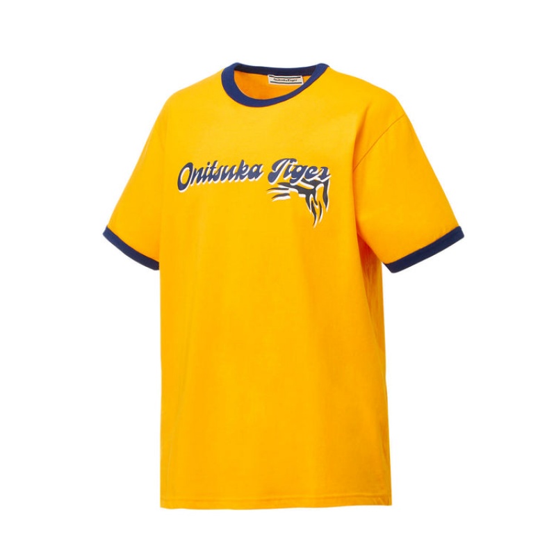 Yellow Men's Onitsuka Tiger Graphic T Shirts Online India | X0E-1839