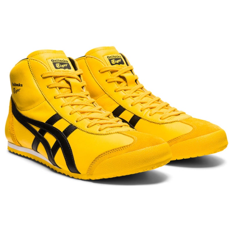 Yellow / Black Women's Onitsuka Tiger Mexico Mid Runner Sneakers Online India | E6T-7336