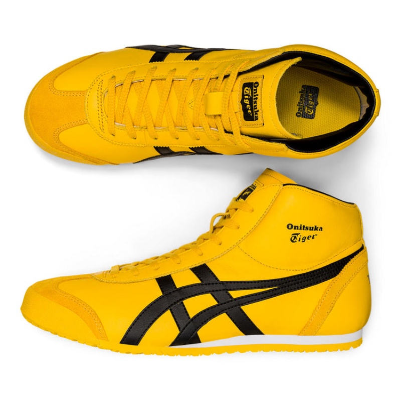 Yellow / Black Women's Onitsuka Tiger Mexico Mid Runner Sneakers Online India | E6T-7336